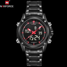 NAVIFORCE Men's LED Digital Stainless Steel Quartz Watch