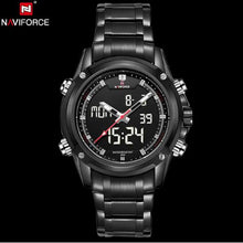 NAVIFORCE Men's LED Digital Stainless Steel Quartz Watch