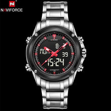 NAVIFORCE Men's LED Digital Stainless Steel Quartz Watch