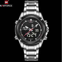 NAVIFORCE Men's LED Digital Stainless Steel Quartz Watch