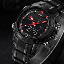 NAVIFORCE Men's LED Digital Stainless Steel Quartz Watch