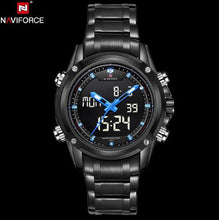 NAVIFORCE Men's LED Digital Stainless Steel Quartz Watch