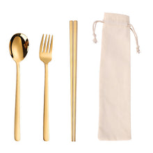 Korean Dinnerware Portable Dinner Set Chopsticks Spoon Fork Stainless Steel Kitchen Cutlery Adult School Party Tableware Set