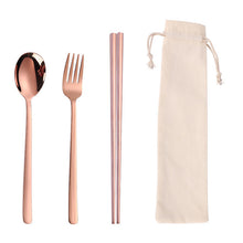 Korean Dinnerware Portable Dinner Set Chopsticks Spoon Fork Stainless Steel Kitchen Cutlery Adult School Party Tableware Set